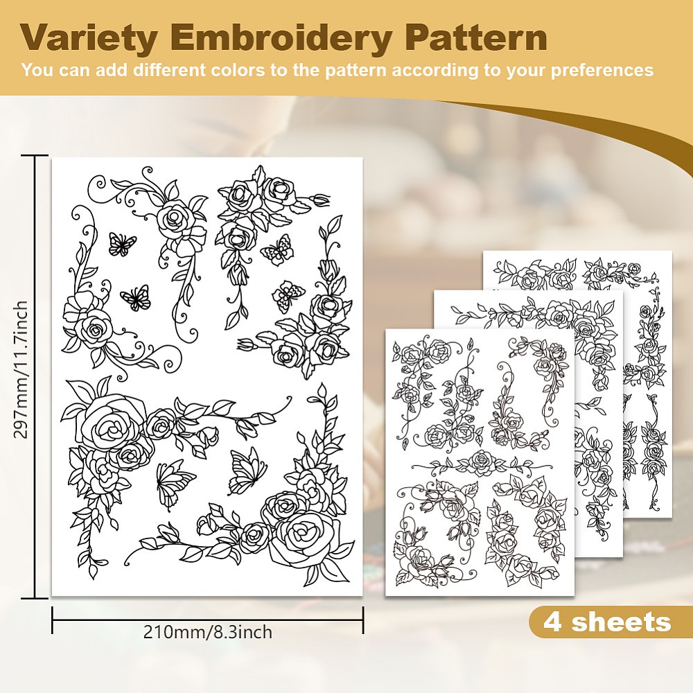 38Pcs Rose Lace 4 Sheets Water - огляд і ціна Embroidery Rose