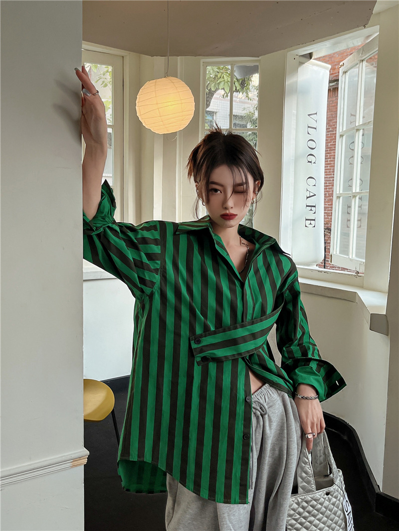 Korean striped shirt with asym - огляд і ціна Embroidery Online
